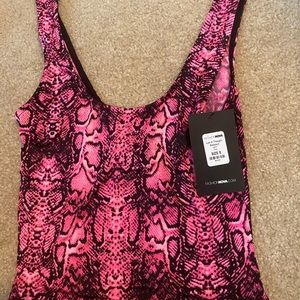Hot pink snake skin body suit